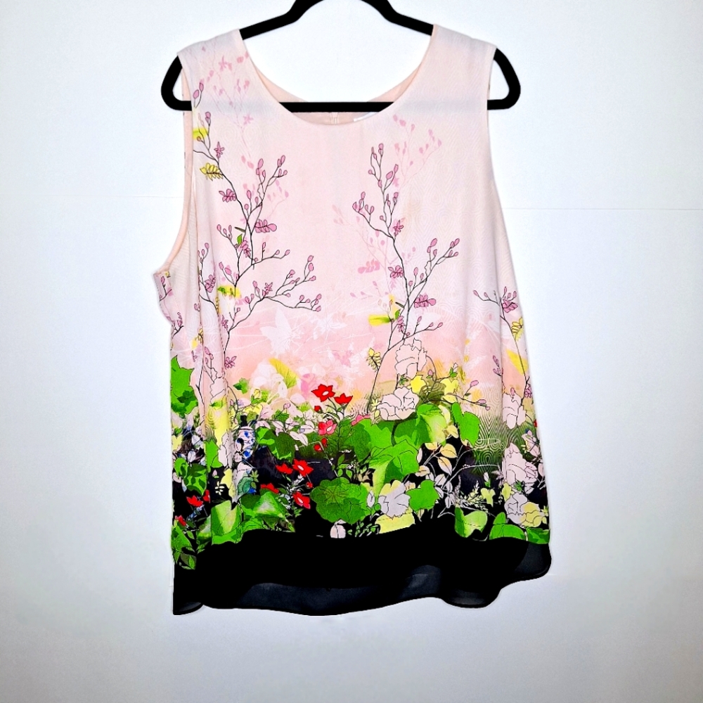 Rose + Olive coastal granny core art deco plus size shell size 2X.